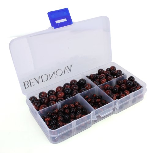Beadnova AAA Red Tigers Eye Quartz Gemstone Round Loose Beads Value Pack For Jewelry Making (340 pcs 4~10mm Box Set)