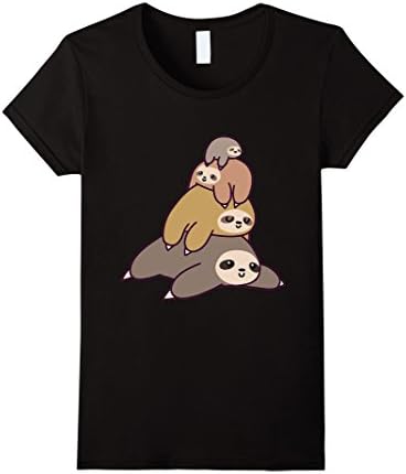 Women's Sloth Stack T-Shirt Large Black