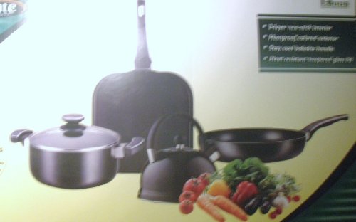 5 Piece Aluminum Non Stick Cookware Set w/ Tea Pot