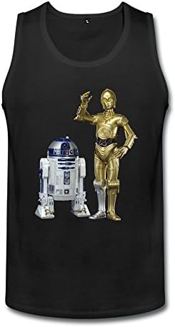 WAYNEY Custom 100% Cotton Man Star Wars R2-D2 And C-3PO Tanks Camis Black S
