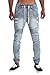 Victorious Distressed Biker Denim Jogger Pants JG870 - LT. INDIGO - Large