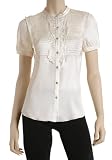 RUFFLED TUXEDO BLOUSE CREAM, L