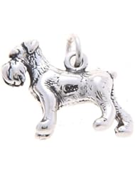 Sterling Silver Three Dimensional Schnauzer Dog Charm