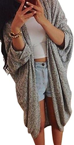 Womens Lady Casual Knit Sleeve Sweater Coat Cardigan Jacket (XXXL, Gray)