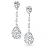 Bling Jewelry Designer Inspired CZ Teardrop Sterling Silver Chandelier Earrings