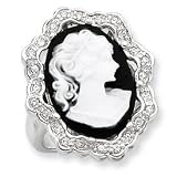 Sterling Silver CZ Cameo Ring Size 8