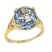 Luxury 9K Yellow Gold Large Synthetic Aquamarine Solitaire English Ring - Size 10.5 - Finger Sizes 5 to 12 Available