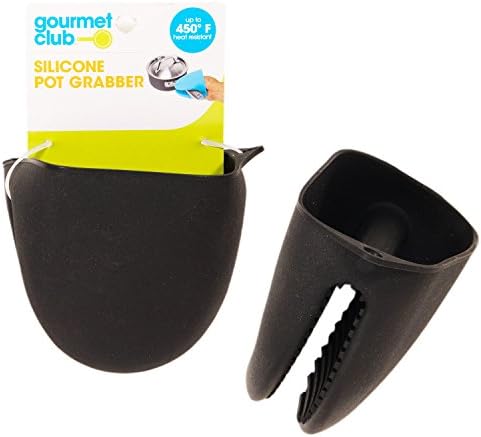 Silicone Oven Mitt Pinch Holders (Set of 2) -- Heat Resistant Pot Grabbers (Black)