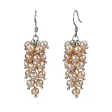 Peach Pink Cultured Pearl Bunch Earrings