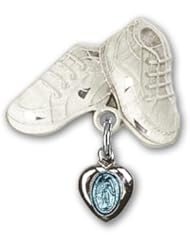 Sterling Silver Baby Badge with Blue Miraculous Charm and Baby Boots Pin