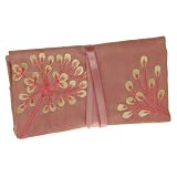 Pochette &agrave; Bijoux en Soie Rose P&acirc;le Brod&eacute;e Fleurs