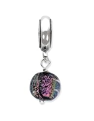 Sterling Silver Purple Dichroic Glass Dangle s Bead by Reflection Beads, Best Quality Free Gift Box Satisfaction Guaranteed