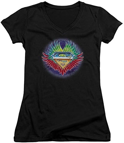 SUPERMAN/DON'T STOP BELIEVING - JUNIOR V-NECK - BLACK - SM