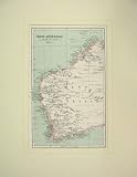 1870 VICTORIAN COLOUR PRINT MAP WEST AUSTRALIA TROPIC
