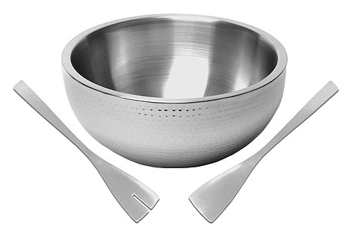 ZUCCOR 3 Piece Premium Hammered Bowl & Utensil Set