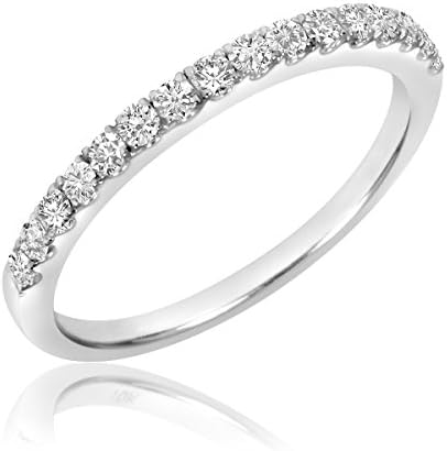 1/3 Carat T.W. Round Cut Diamond Ladies Wedding Band 14K White Gold- Size 4.75