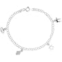 Sterling Silver Adjustable Charm Bracelet w/ Jewish Symbols, 1/2" (12mm) wide, 7 in.