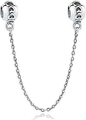 Fine Silver Love Connection Safety Chain Heart Shaped The Beads Shop Charm For 3mm European Bracelets CS032