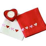 Heart Embroidered Cotton Cocktail Napkins Set of 4 - White