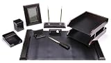 Majestic Goods Office Supply Synthetic Leather Desk Set, Black 9 Piece (W513)