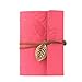 Towallmark(TM)Vintage Notebook, Leaf Leather Cover Loose Leaf Blank Journal Diary Book (Hot Pink)