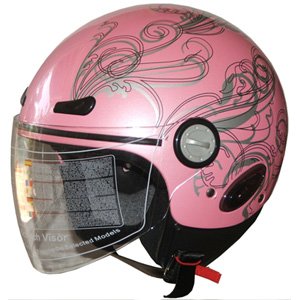 Open Face Motorcycle Scooter Helmet DOT 365 Pink (M) On Sale