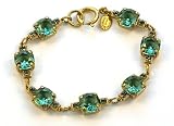 La Vie Parisienne 14k Gold Plated Link Bracelet with Swarovski Crystal in Marine By Catherine Popesco