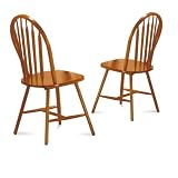 2 Oak Finish Arrow Back Dining Chairs