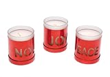 Festive Noel, Joy, Peace Metal Filled Candle Holders, Red, 80 mm, Assorted