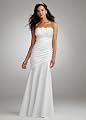 David's Bridal Ruched Strapless Gown with Draped Bodice and Skirt Style 231M13270 from David's Bridal