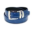 Croc Embossed ROYAL BLUE Bonded Leather Belt Silver-Tone Buckle Extra-Long XL
