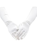 Satin Long Child Size Girls Formal Gloves (4 - 7, White)