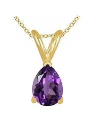 1.10Ct Pear Amethyst Pendant in 14k Yellow Gold