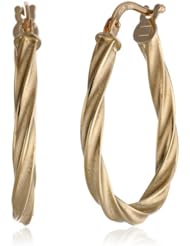 14k Italian Yellow Gold Twisted Oval Hoop Earrings