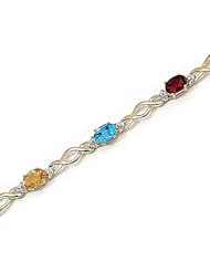 14kt Yellow Gold Oval Multi Color and Diamond Bracelet