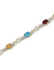 14kt Yellow Gold Oval Multi Color and Diamond Bracelet