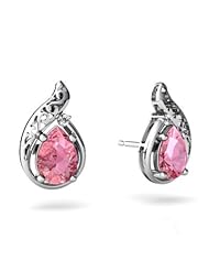 Created Pink Sapphire 14kt White Gold Filligree Earrings