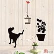 Home Decor Mural Art Wall Paper Stickers-dog watering flowers LWST-18