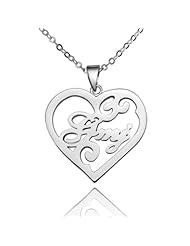 Honeystore Girls Heart Pendant 925 Sterling Silver White Gold Plated Personalized Necklace Color White
