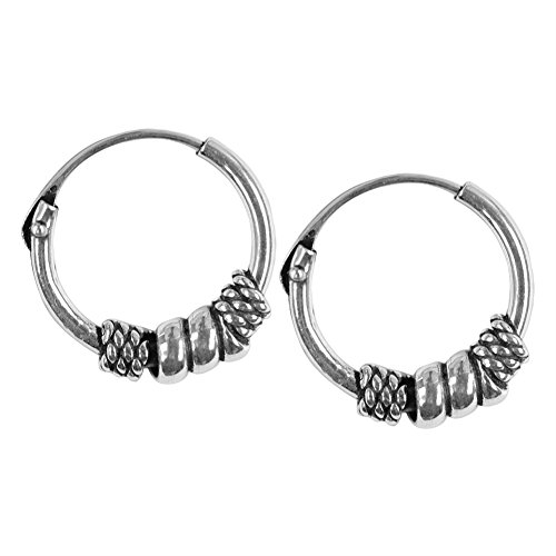 12mm Bali Hoop Earrings Sterling Silver