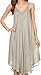 Sakkas Calais Mid Length Sleeveless Tank Top Detailed Embroidery Caftan Dress