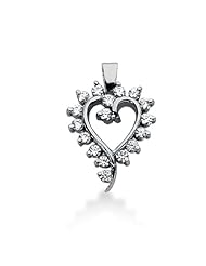 14K Gold Prong set Diamond Heart Pendant (0.51 cttw, F - G Color, SI2 Clarity)