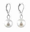 Earrings - E164 - Glass Pearl Drops (10 mm) hung on Silver Tone Leverbacks ~ White