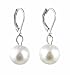 Earrings - E164 - Glass Pearl Drops (10 mm) hung on Silver Tone Leverbacks ~ White