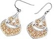 Sterling Silver Two Tone Plain Earrings - Size: 31mm (1.2 inch)