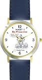 Habit 1 - Proactive Man (English Text) - DELUXE TWO-TONE WATCH from THE 7 HABITS - WATCH COLLECTION BY WATCHBUDDY&reg; - Arabic Numbers - Blue Leather Strap-Size-Large ( Men's Size or Jumbo Women's Size )
