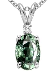 Tommaso Design (tm) Oval Genuine Green Sapphire Pendant