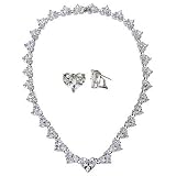 Bvlgari Style Cubic Zirconia Heart Necklace Earrings Set