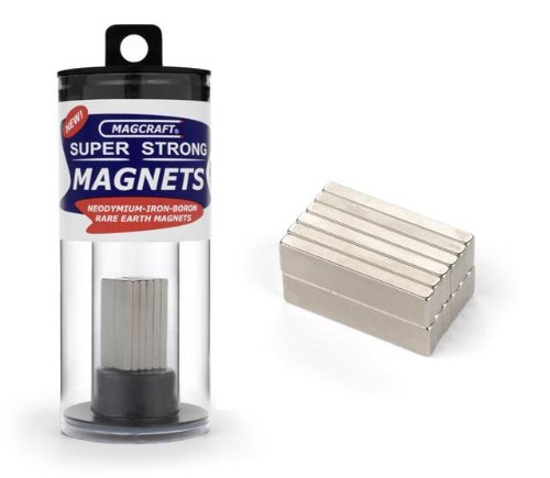 Magcraft NSN0834 1-Inch by 1/4-Inch by 1/10-Inch Rare Earth Block Magnets, 12-Count