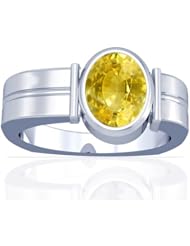 14K White Gold Oval Cut Yellow Sapphire Solitaire Ring